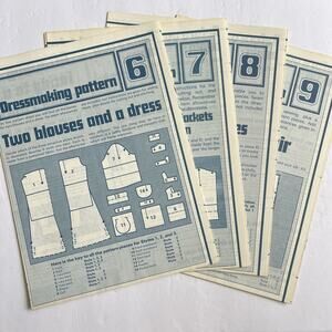 Vintage Designer Sewing Patterns Uncut Lot Of 4 Blouse Dress Jacket Skirt 70s